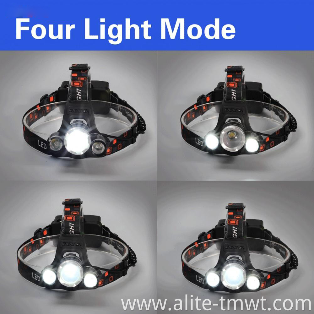 Hot Waterproof Adjustable Focus Head Lamp 1000lm T6 R2 LED Rechargeable Work Light Zoomable Flashlight Headlamp